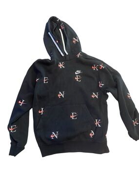 Nike Black Pullover Hoodie with Red Accent Logos medium